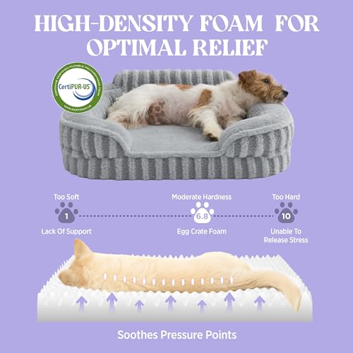 LE SURE Cute L-Plus Dog Beds, Orthopedic Waterproof Large Pet Bed with Sides, High Back Non-Slip Bottom and Egg-Crate Foam Dog Couch Sofa with Washable Removable Cover, Grey - color: Grey, size: 38.0"l X 28.0"w X 7"th