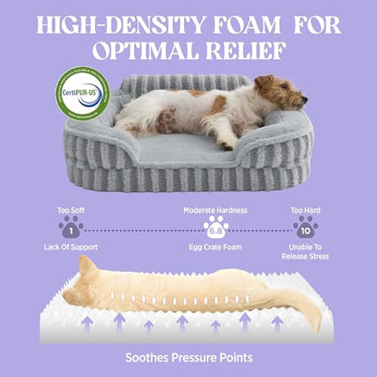 LE SURE Cute L-Plus Dog Beds, Orthopedic Waterproof Large Pet Bed with Sides, High Back Non-Slip Bottom and Egg-Crate Foam Dog Couch Sofa with Washable Removable Cover, Grey - color: Grey, size: 38.0"l X 28.0"w X 7"th
