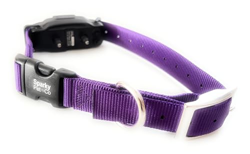 Sparky Pet Co - ECollar Replacement Strap - Easy Release Double Buckle Dog Collar - Rugged Nylon - Adjustable - D Ring - Quick Release Metal Clasp - for Invisible Fence Systems - 3/4" x 24" - Purple - color: Purple, size: 3/4" Wide
