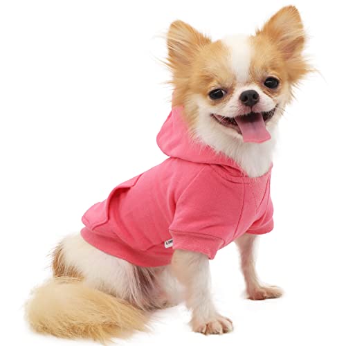 LOPHIPETS Lightweight Cotton Hoodie for Small Dogs – Hooded Sweatshirt for Chihuahuas Puppy and Toy Breeds-Pink/M - color: Pink 2, size: Medium for 4.5-6.5 lbs