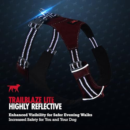 Tuff Pupper All-Day Wear Dog Harness | for Walking, Trail Running, Hiking | Front & Back Leash Clips | Reflective Trim | Easy On/Off Buckles | Lightweight Breathable | No Pull Design (Small, Red) - color: Crimson Red, size: Small
