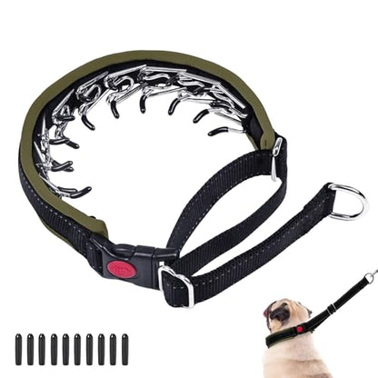 Martingale No Pull Dog Collar, Heavy Duty Nylon With Buckle, Adjustable Anti Pull Reflective Slip for Large Medium Small Dog Training Walking S Army Green - color: Black Army Green, size: S (11"-15" Neck, 1" Wide)