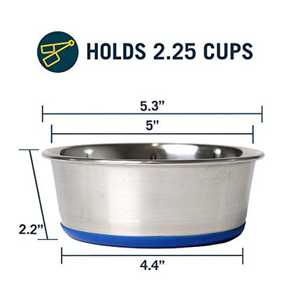 OurPet's DuraPet Premium Dishwasher Safe Stainless Steel Dog Bowl for Food or Water [Multiple Sizes for Small to Large Dogs] in Traditional or Wide Base Design - 2.25 Cup - size: 2.25 Cups
