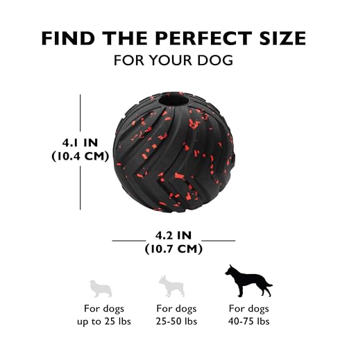Chew King Supreme Durable Rubber Dog Ball for Aggressive Chewers, Treat-Dispensing Heavy-Duty Chew Toy with Safety Air Vent, Interactive Dog Toy for Training & Enrichment, Large 4" Fetch Ball - color: C) Large 4" Ball