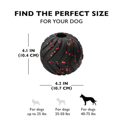Chew King Supreme Durable Rubber Dog Ball for Aggressive Chewers, Treat-Dispensing Heavy-Duty Chew Toy with Safety Air Vent, Interactive Dog Toy for Training & Enrichment, Large 4" Fetch Ball - color: C) Large 4" Ball