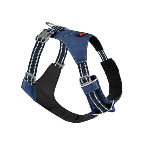 Tuff Pupper All-Day Wear Dog Harness | for Walking, Trail Running, Hiking | Front & Back Leash Clips | Reflective Trim | Easy On/Off Buckles | Lightweight Breathable | No Pull Design (XXXS, Blue) - color: Twilight Blue, size: XXX-Small