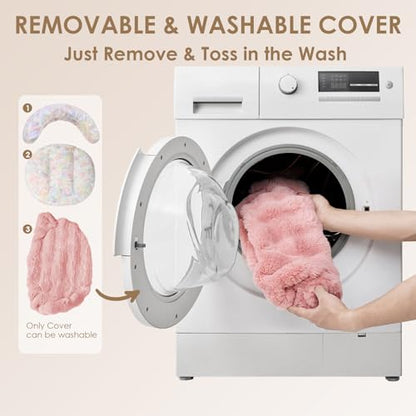 EHEYCIGA Dog Bed Medium Size Dog, Fluffy Small Dog Couch with Removable Washable Cover, Bolster Pet Sofa, Waterproof and Non-Slip, 30" x 30"x 8.5", Pink - color: Pink, size: 30"L x 30"W x 8.5"Th