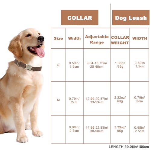 Genuine Leather Dog Collar - Adjustable Pet Collar with Quick Release Metal Buckle, Soft Skin Friendly Real Leather Collar for Small, Medium, Large Dogs (Dark Brown Collar + Rope, M：Fit 12-20" Neck) - color: Dark Brown Collar + Rope, size: M：Fit 12-20" Ne
