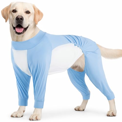 2-in-1 Dog Sun Shirt UV Protection Cooling for Summer, Full Body Sun Shield Coat with Adjustable Drawstring, Breathable Mesh for Walk Hiking, Anti Licking Skin Dog Apparel for Medium Blue L - color: Blue, size: L