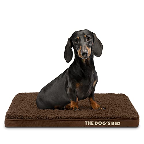 The Dog’s Bed Orthopedic Memory Foam Dog Bed for Small Dogs, Waterproof Washable Cover, Anti-Slip Base, Calming Surface – CertiPUR-Certified Foam, Brown Plush, 2 Inch Thick - color: Brown Plush, size: Small Beds (2" deep)