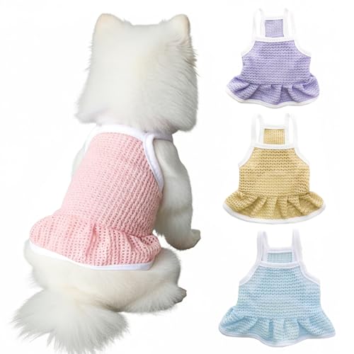 4 Pieces Dog Dress for Small Dogs Girl,Puppy Sleeveless Clothes Pet Pullover Vest Skirt,Cute Dress Pet Dog Shirt Breathable Outfits for Small Dogs Puppy Cats Girl Apparel (XS) - color: Solid Color, size: XS(Chest : 11.8")
