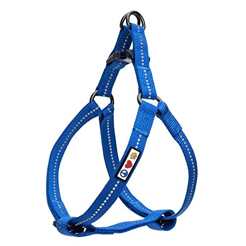 Pawtitas Recycled Reflective Step-in Dog Harness – Adjustable No-Pull Vest for Puppies to Seniors, Safe & Comfortable XS Blue - color: Blue Recycled, size: X-Small (Pack of 1)