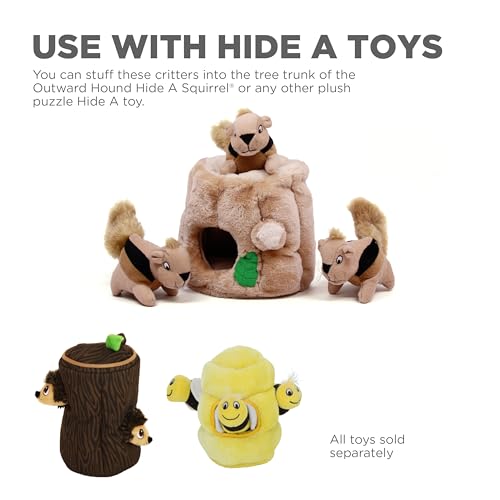 Outward Hound Nina Ottosson Plush Replacement Chipmunk Toys for Snuffle N' Treat Dog Ball Puzzle - 3 Pack - color: Extra Chipmunks (Brown) - 3 Pack