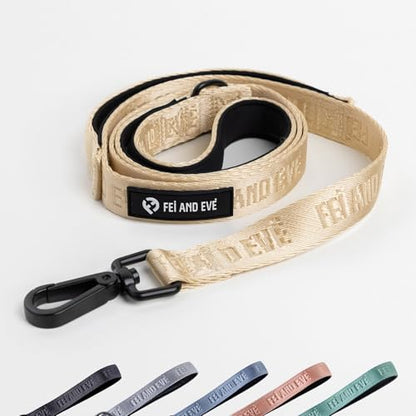 Fei & Eve Classic Dog Leash - 6FT, Dual Padded Handles, 360° Swivel Hook, Heavy Duty 210D Nylon - No-Pull Design with Traffic Control Handle - for Small/Medium/Large Dogs, Champagne - color: Champagne, size: 6FT