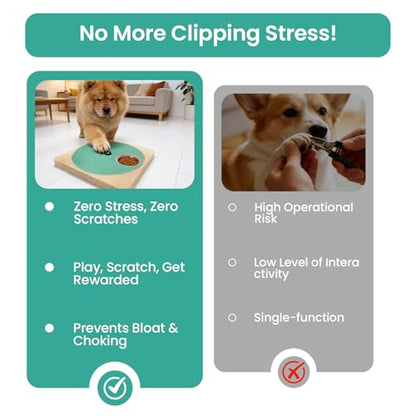 Dog Nail Scratch Board with Treat Box, 3-in-1 Wooden Dog Scratch Board for Nails, Adjustable Interactive Dog Nail File Toy for Stress-Free Grooming, Slow Feeder Puzzle Toy for Dogs