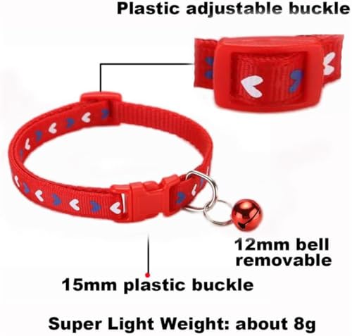 Black Bell Collar for Small Dogs Leash Set,Adjustable Buckle Heart Print Nylon Dog Collars for Xs XSmall Small Puppy Dogs Cat Kitten X-Small，Neck 7.5-12.5 Inch - color: Black2
