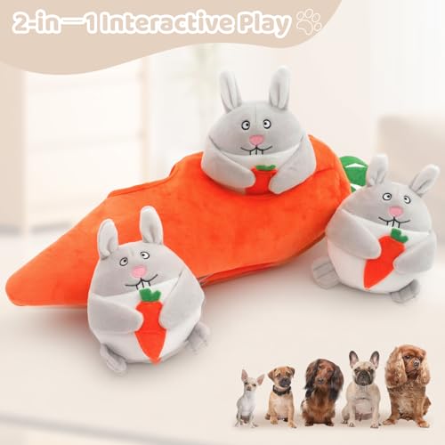 Hide and Seek Dog Puzzle Toys, Plush Interactive Puppy Toys for Small, Medium Dogs, Easter Puppy Essentials - style: Rabbit