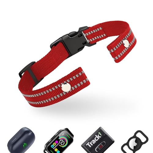 Collar Replacement Strap, Reflective Replacement Nylon Collar Strap Dog GPS Training Bark Receiver Collars, Durable Adjustable E Collar Straps for Small Medium Large Dogs, Red - color: Red