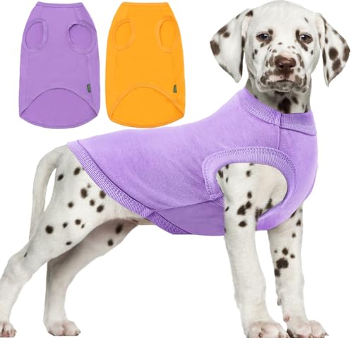 Dog Plain Shirts,Solid Dogs Clothes,Lightweight Stretchy Tee Shirt,Sleeveless Blank Puppy Chihuahua Cats Samll Costumes,Yellow & Purple XS - color: Yellow & Purply, size: X-Small