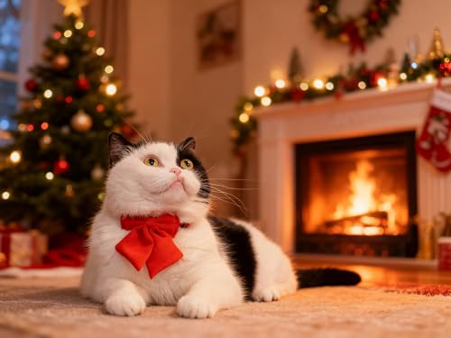Cat Collar with Bow Tie Bell Breakaway Kitten Small Pet Safety Solid Wedding Basic Pure Color Suede Soft Adjustable Sailor Bow-[1pc] Red - color: Sailor Bow-[1pc] Red