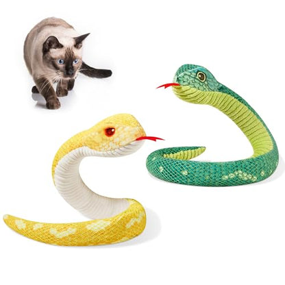 Potaroma Cat Toys Realistic Snake Catnip Crinkly Sound Toy 2 Pcs for Halloween, Mesh Fabric for Teeth Cleaning, Interactive Kicker Toys for Indoor Kitten Exercise 20 Inches