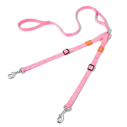 Double Dog Leash, No Tangle 360° Swivel, Adjustable Two Padded Handles, Double Clip Dog Leash Coupler Splitter Breeds (Pink, 4/5'' x 4.8 FT, Ultralight) - color: Pink, size: Pro M/L Handle