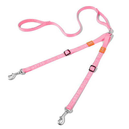 Double Dog Leash, No Tangle 360° Swivel, Adjustable Two Padded Handles, Double Clip Dog Leash Coupler Splitter Breeds (Pink, 2/3'' x 4.8 FT, Ultralight) - color: Pink, size: Pro S/M Handle