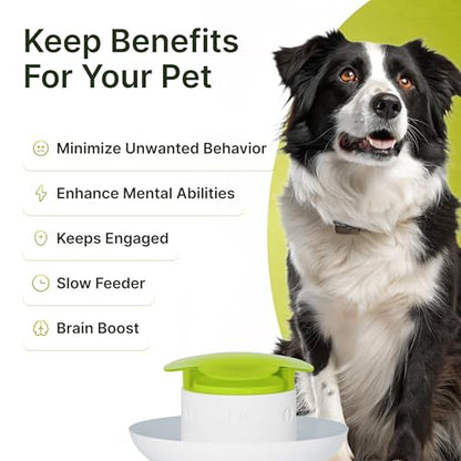 Dog Slow Feeder Bowl – Interactive Puzzle Feeder for Dogs – Fun Eating Game to Slow Down Fast Eaters – Non-Slip Design – Food & Water Bowl for Small, Medium & Large Dogs – Green