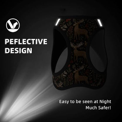 Deer Floral Pet Harness Escape Proof Dog Harness Adjustable Mesh Padded Reflective Dog Vest Harness and Leash Set Small - color: Style 5, size: Small