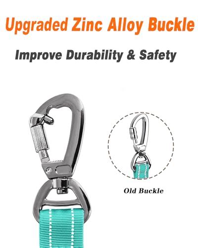 AUBELL Tactical Dog Leash Heavy Duty,4-6ft Reflective Strong No Pull Bungee Leash for Medium Large Dogs with Comfortable Padded Double Handle,Car Seat Belt,360 Degree Rotating Carabiner,Teal - color: M/L-Teal(4-6FT)