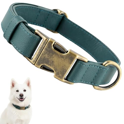 Dog Collars for Small Dogs Silicone Leather Dog Collars Soft Flexible Waterproof Odor-Proof Durable Thick Classic Adjustable Pet Puppy Collar (Green, Large (16-24.5" Neck)) - color: Green, size: Large (16-24.5" Neck)