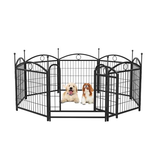 Heavy Duty Foldable Metal Dog Playpen for Indoor and Outdoor Use – Sturdy Pet Exercise Fence with Secure Door (Black + Iron)