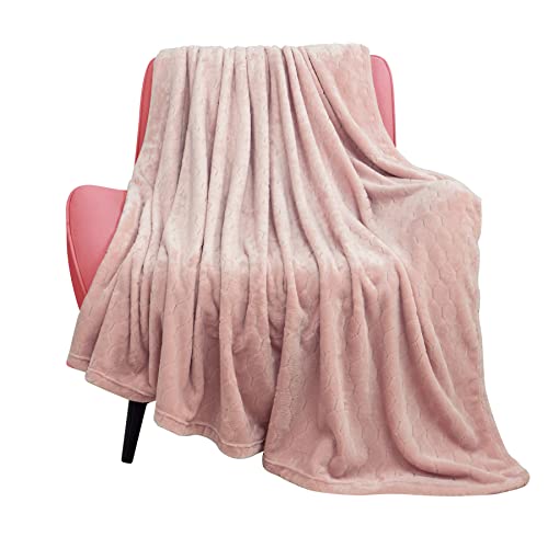 TOONOW Fleece Blanket Super Soft Cozy Throw Blanket 50" x 60", Lightweight Fuzzy Comfy Textured Flannel Blanket Winter Warm Plush Throw Blankets for Couch, Sofa, Bed, Light Pink - color: Light Pink, size: Throw-50" x 60"