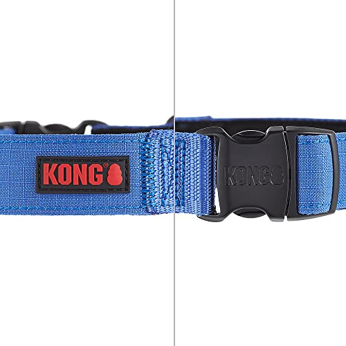 KONG Ultra Durable Padded Comfort Handle Dog Collar (Large, Blue)