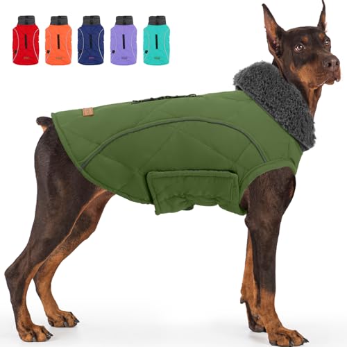 EMUST Dog Jacket - Winter Coats for Small/Medium/Large Dogs, French Bulldog Clothes, Green, XL - color: NewGreen, size: X-Large(Pack of 1)