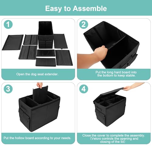 Dog Seat Extender for Dogs up to 200lbs, Dog Back Seat with Storage Pockets, Collapsible Front and Backseat Extender for Large, Medium and Small Dogs - color: Black