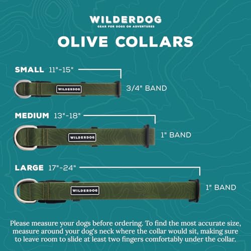 Wilderdog Waterproof Dog Collar - Repels Water & Dirt - Medium 13"-18" - Olive - color: Olive, size: Medium