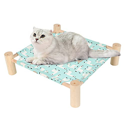Cat and Dog Hammock Bed for Small Dogs, Brethable Wooden Cat Pet Rabbit Elevated Cooling Outdoor Bed Cots Furniture for Summer Alpaca - color: Alpaca