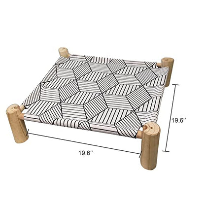 Cat/Dog Bed Hammock - Wooden Raised Indoor/Outdoor Beds - Breathable Mesh for Small Animals - White Diamond - color: White Diamond