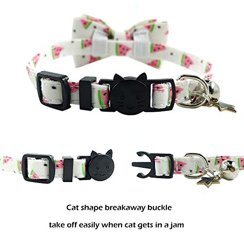 Bowtie Cat Collars Breakaway with Bell, Adjustable Cute Kitty Collars Safety Buckle Kitten Collar for Cat Puppy 7.5-11in - color: 7