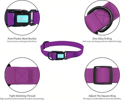 Waterproof Dog Collars,Easy Clean Collar,Adjustable Dog Collars for Small,Medium, Large Dogs (Purple, L) - color: Purple, size: L
