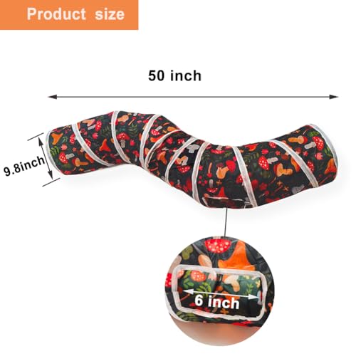 Cat Tunnel Tube Toys，Tunnels for Indoor Cats, Collapsible Interactive Toy with Balls for Rabbits, Kittens, Ferrets, Puppy (S - 2 Way Mushroom) - color: S - 2 Way Mushroom