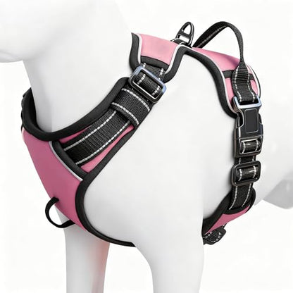 No Pull Dog Harness, No Chock Reflective Adjustable Soft Padded Pet Vest with Easy Control Handle, Easy Wearing with Stylish, Reinforced Knot, 2 Buckles - color: Pink, size: X-Small