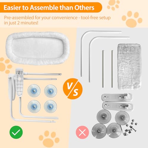L&W BROS. Cat Window Perch Cushion Bed Hammock with 4 Updated Suction Cups Easy to Assemble Cat Window Bed for Heavy Large Cats (M 1Pc) - size: M