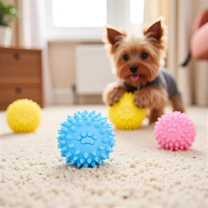 3Pcs Dogs Spiky TPR Ball No Squeak Chew Toy Long Lasting for Aggressive Chewers Dog Puppy Training Dogs Spiky Rubber Ball Toy Small No Squeak for Aggressive Heavy Chewers (Pink)