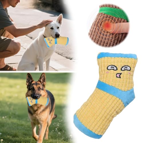 Chew Toys for Dogs, Soft Stuffed Cute Heavy Duty Dog Toy,Indestructible Plush Interactive Dog Toys for Aggressive Chewers for Teething Playing Small Medium Breeds Anxiety Relief Puppy (Sock Coffee) - color: Sock Coffee
