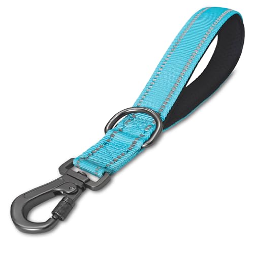 12 Inch Training Short Leash with Padded Handle for Large Dogs, Dog Lead with Locking Carabiner Clip, Strong Training Safety Leash (Blue, 12 Inch) - color: Blue