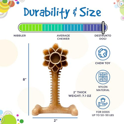 SodaPup Honey Bone Flower Tower – Ultra Durable Dog Chew Toy Made in USA from Non-Toxic, Pet Safe, Food Safe, Nylon Material for Clean Teeth, Fresh Breath, Problem Chewing, Calming Nerves, & More - color: Brown Nylon Flower Tower