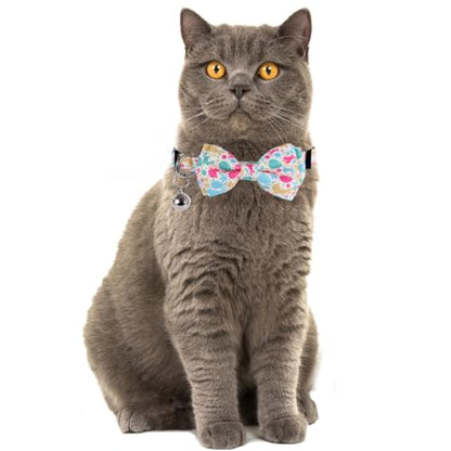 Easter Cat Collar Breakaway with Bow Tie and Bell for Kitty Adjustable Safety Easter Egg Bunny - color: Easter-bow-1