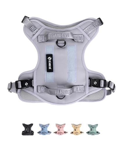 2026 New Edition, Fei & Eve Classic Dog Harness - Quick-Release Buckles | 3-Point No-Pull Control | Heavy-Duty 900D Nylon | Dual Safety Handles | Breathable Mesh | Adjustable Fit | Medium,Gray - color: Twilight Gray, size: M